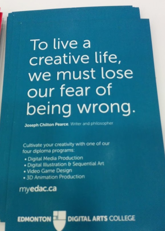 EDAC Postcard "To Live a creative life, we must lose our fear of being wrong"