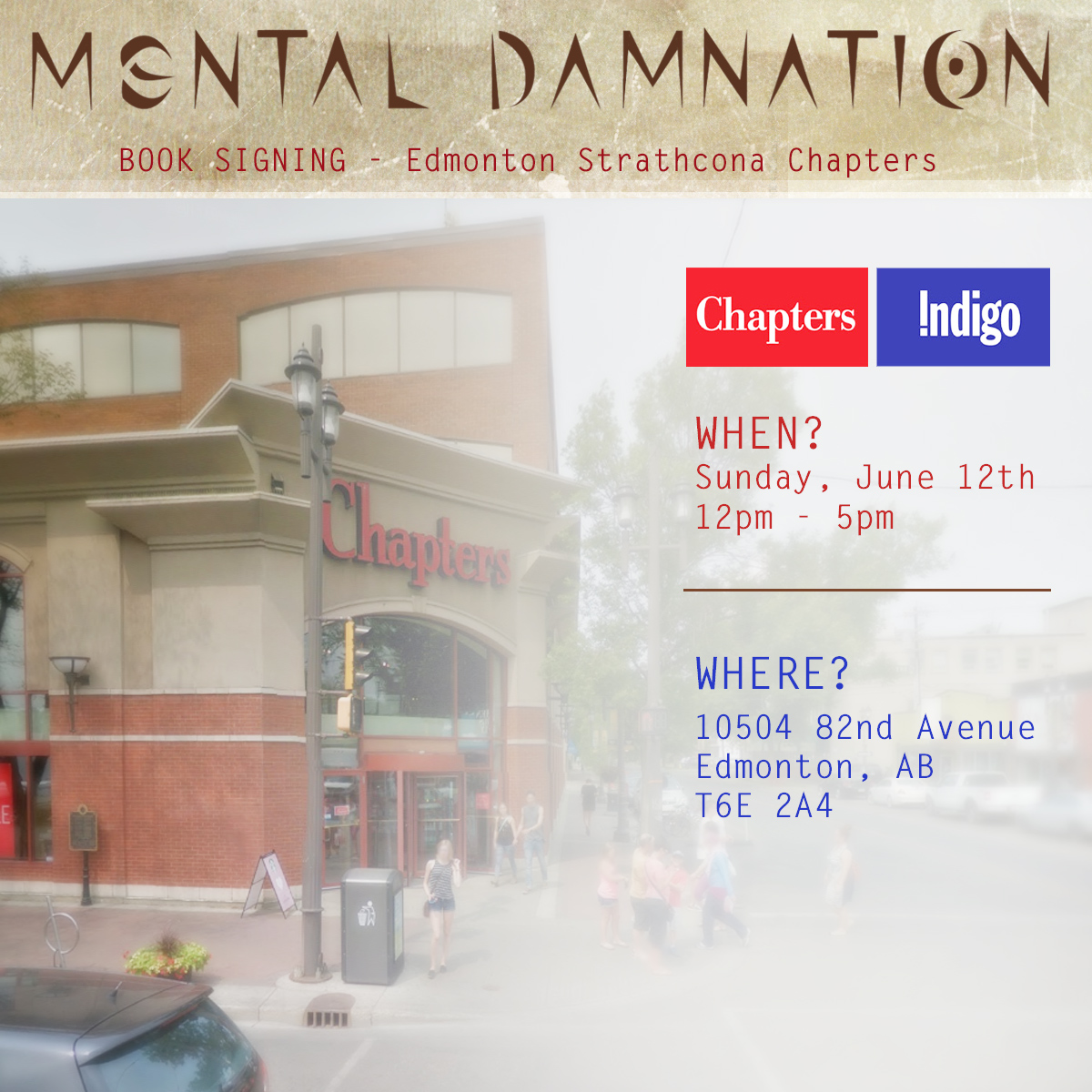 Strathcona Chapters Whyte Ave Mental Damnation Book Signing