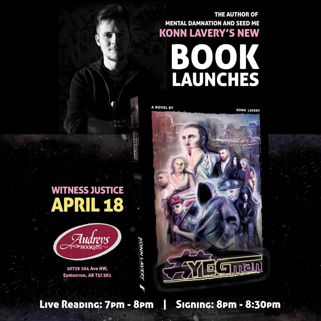 YEGman by Konn Lavery launches at Audreys Books