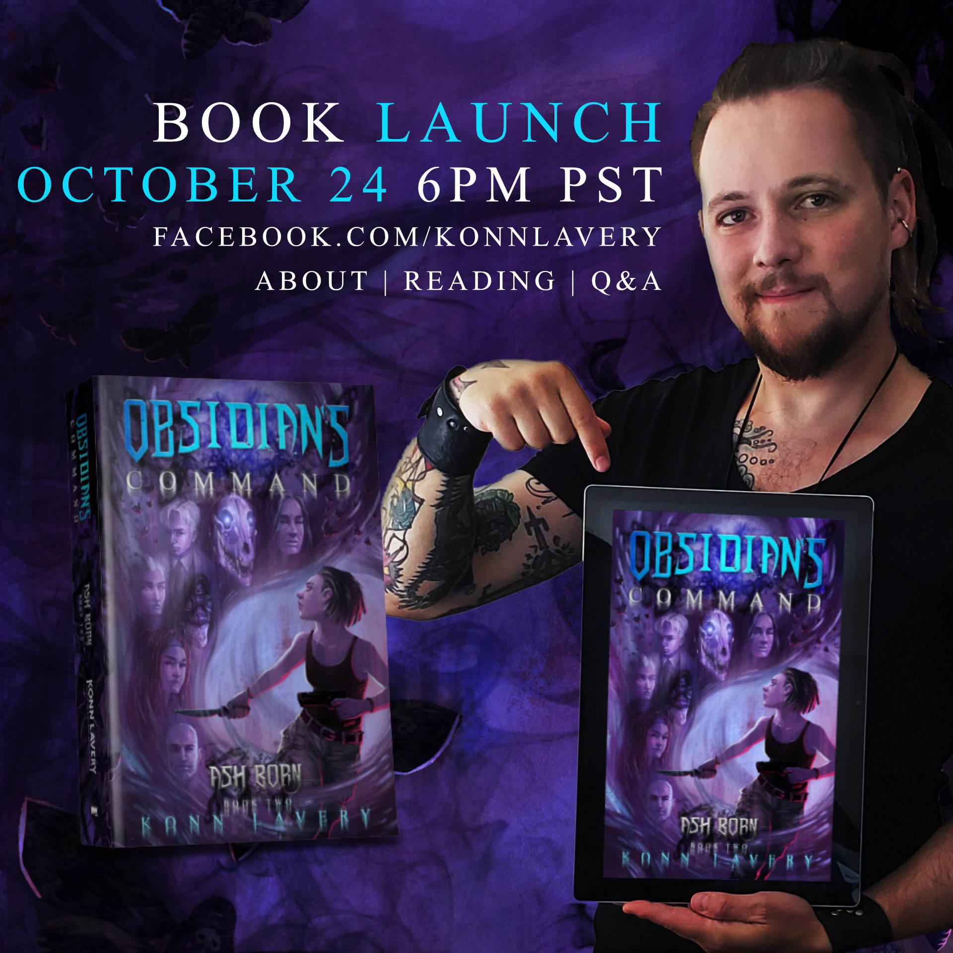 Book launch Obsidian's Command by Konn Lavery